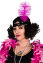 Soft Feather Pink and Black 1920s Flapper Headband V1191-E-DR-04152