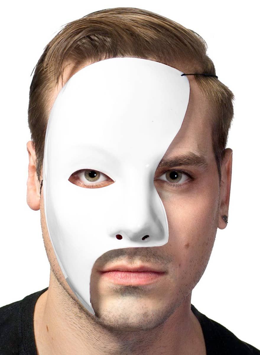 Half Face White Phantom of the Opera Masquerade Mask V1191-E-HT-07230