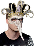 Venetian Long Nose Jester Antique Cream Masquerade Mask V1191-E-HT-07235