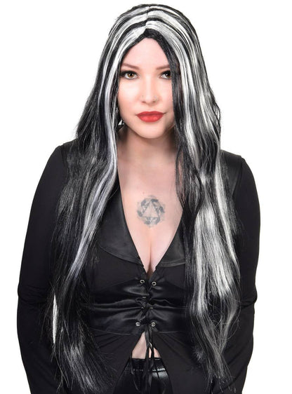 Streaked Black and White Womens Halloween Costume Wig V1191-E-LS-05042