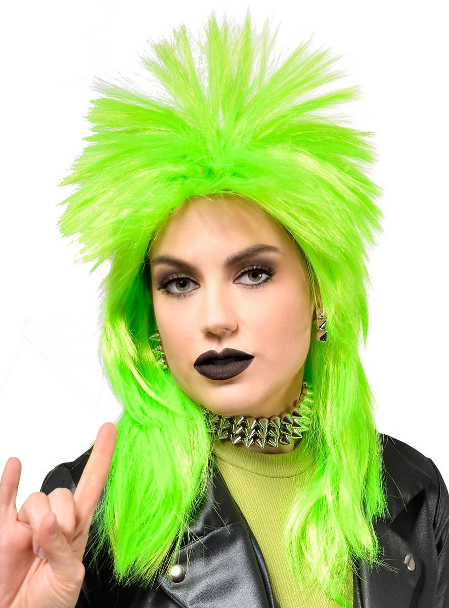 Neon Green 1980s Punk Rocker Womens Costume Wig V1191-E-LS-05121