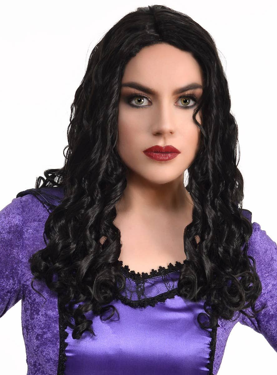 Long Black Ringlet Curls Womens Halloween Costume Wig V1191-E-LS-05132-BLK