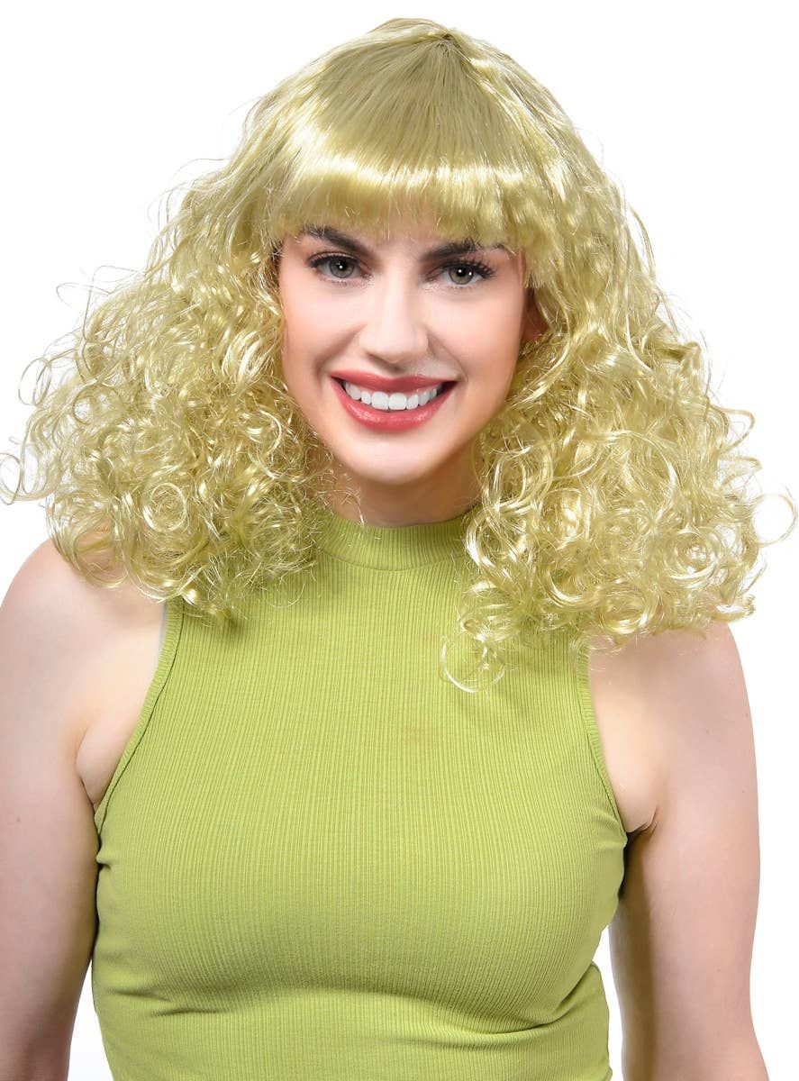 Disco Star Womens Curly Blonde 70s Costume Wig V1191-E-LS-05149