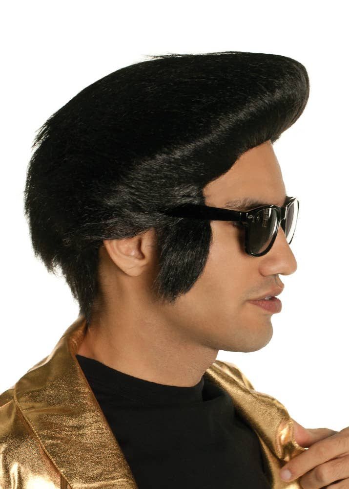 King of Rock Mens Black Pompadour Costume Wig V1191-E-LS-05159