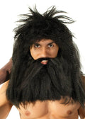 Prehistoric Caveman Mens Black Wig and Beard Set V1191-E-LS-05163