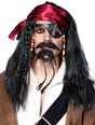 Caribbean Pirate Mens Long Black Wig and Head Scarf V1191-E-LS-05169