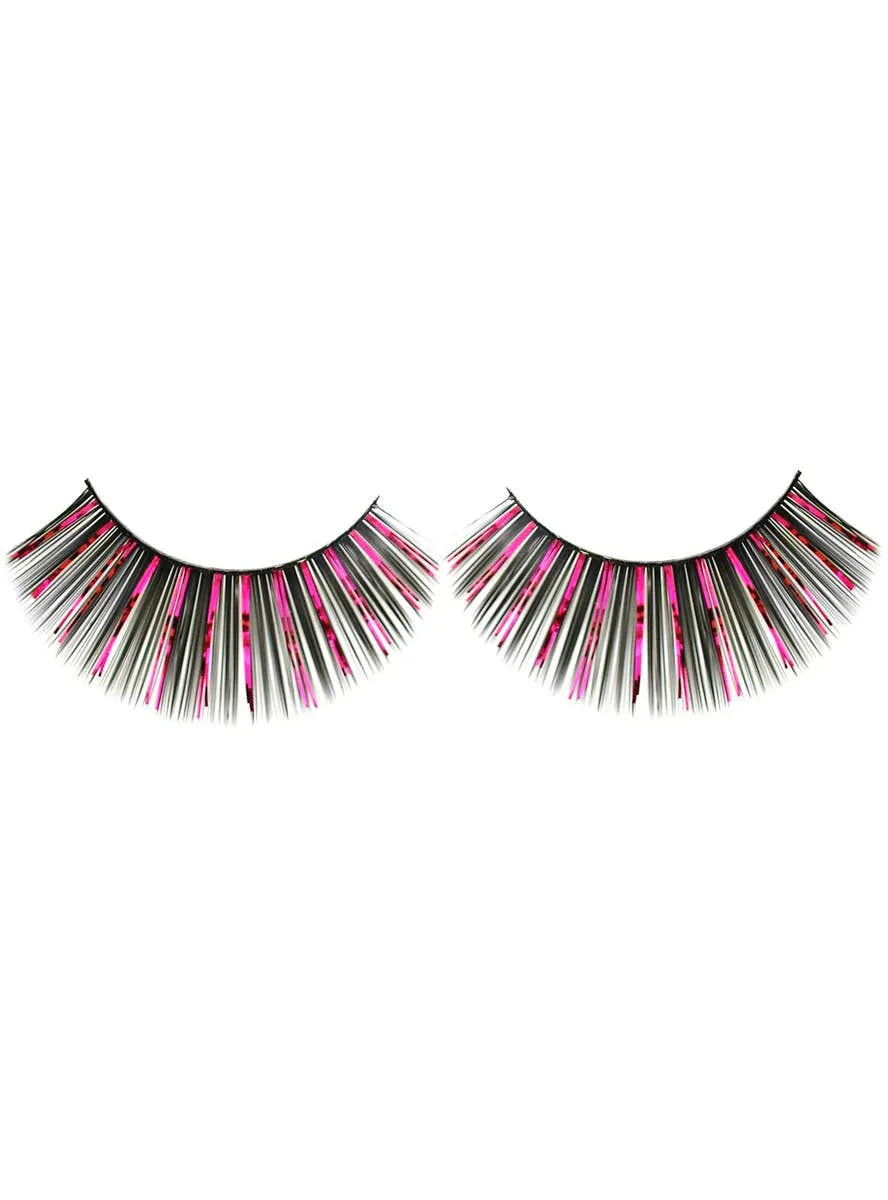 Long Black and Pink Tinsel False Eyelashes V1191-E-LW-09006