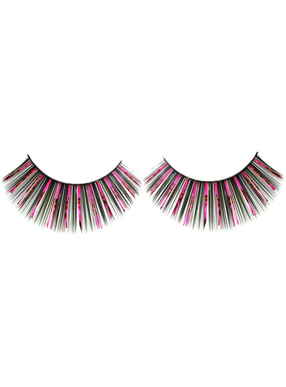 Long Black and Pink Tinsel False Eyelashes V1191-E-LW-09006