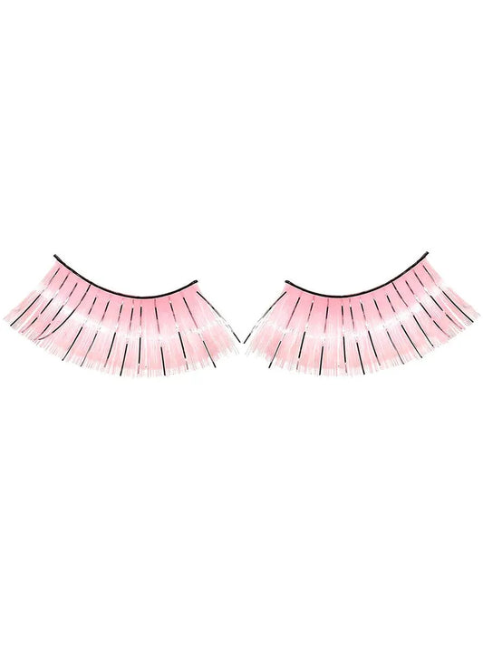 Long Light Pink False Eyelashes with Silver Tinsel V1191-E-LW-09013
