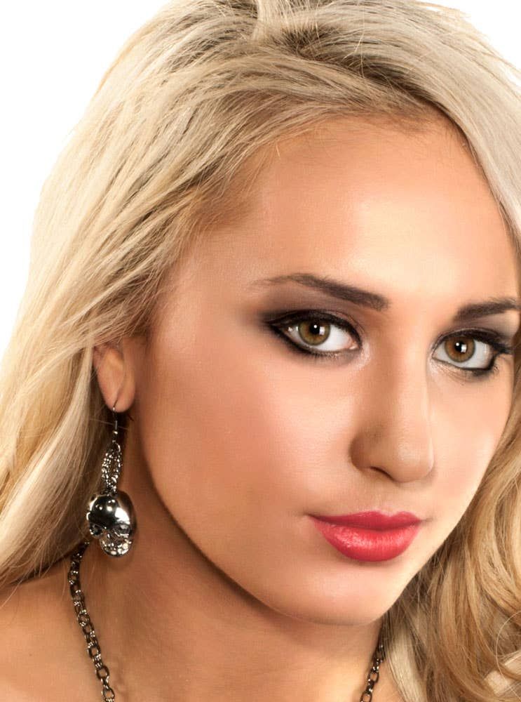 Gun Metal Black Halloween Skull Earrings V1191-E-YB-04083
