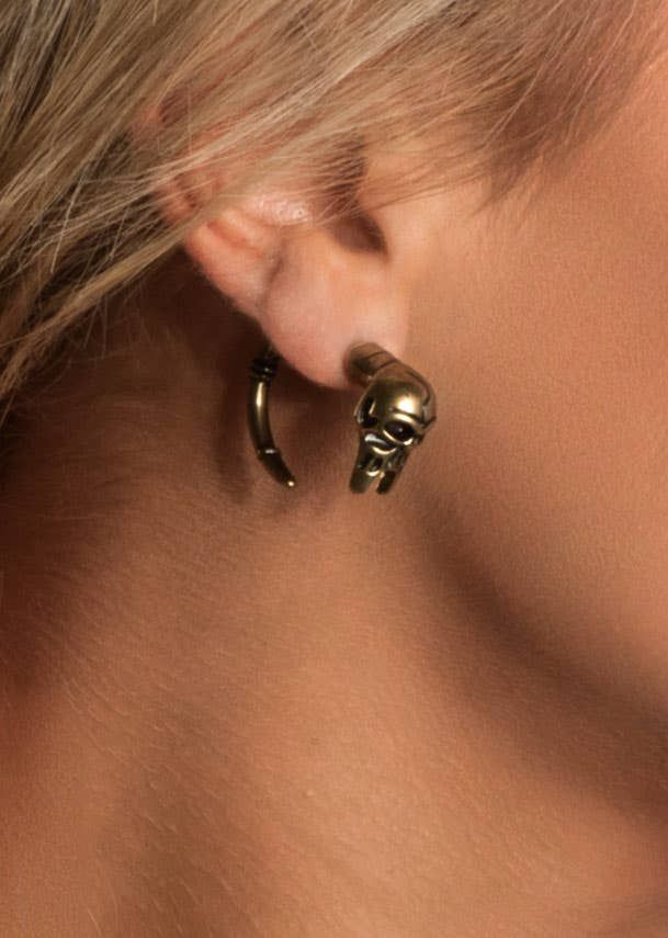 Skull and Tail Fake Plug Fashion Earring V1191-E-YB-04090