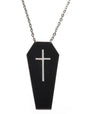 Black Leather Coffin with White Cross Halloween Necklace V1191-E-YB-04097