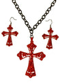 Gothic Halloween Cross and Earring Jewelery Set V1191-E-YB-04105