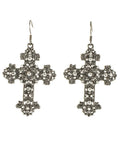 Gun Metal Black Gothic Cross Halloween Earrings V1191-E-YB-04107