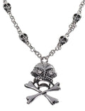 Silver Skull and Cross Bones Womens Necklace V1191-E-YB-04108