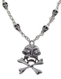 Silver Skull and Cross Bones Womens Necklace V1191-E-YB-04108