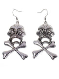 Silver Skull and Cross Bones Womens Earrings V1191-E-YB-04109
