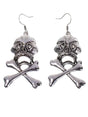 Silver Skull and Cross Bones Womens Earrings V1191-E-YB-04109