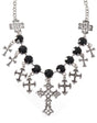 Gothic Crosses Black Jeweled Costume Necklace V1191-E-YB-04113
