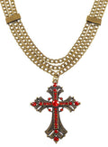 Triple Chain Rustic Gothic Cross Deluxe Necklace V1191-E-YB-04114