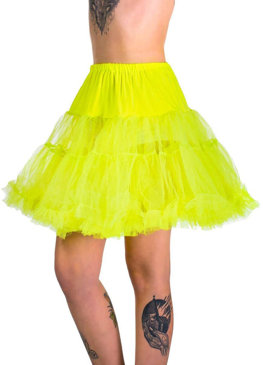 Fluffy Neon Yellow Thigh Length Costume Petticoat V1191-E-YE-03049-ONE-SIZE