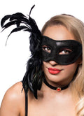 Extravagant Side Feather Black Lace Masquerade Mask V1191-E-YE-07218