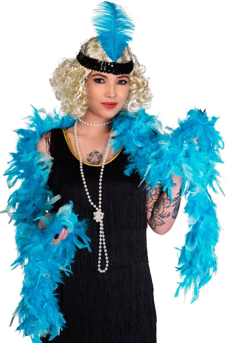 Two Tone Aqua Feather Boa Costume Accessory V1191-E-YF-04072