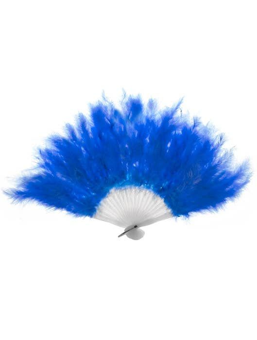 Fluffy Blue Feather Hand Held Costume Fan V1191-E-YF-04078