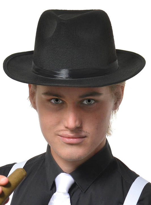 Gangster 1920s Adults Fedora Hat in Black V1191-E-YF-04120