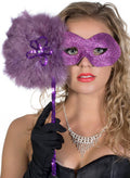 Glitter Swirls Hand Held Masquerade Mask in Purple V1191-E-YF-07136