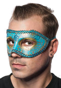 Unisex Blue Mardi Gras Mens Masquerade Mask V1191-E-ZJ-07100