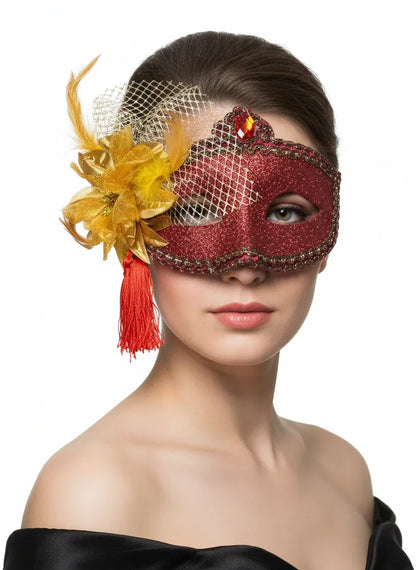 Celebration Red Glitter Masquerade Mask V1191-E-ZJ-07102