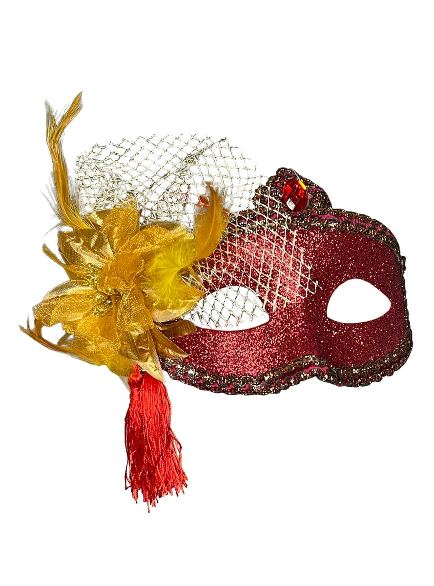 Celebration Red Glitter Masquerade Mask V1191-E-ZJ-07102