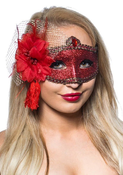 Celebration Red Glitter Masquerade Mask V1191-E-ZJ-07102