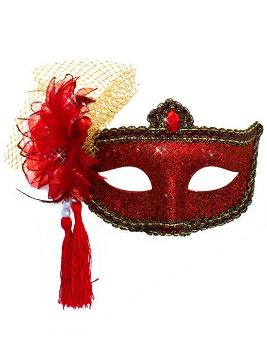 Celebration Red Glitter Masquerade Mask V1191-E-ZJ-07102