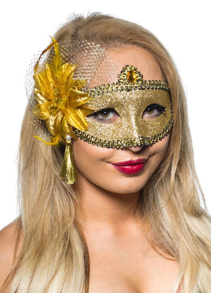 Celebration Gold Glitter Masquerade Mask V1191-E-ZJ-07106