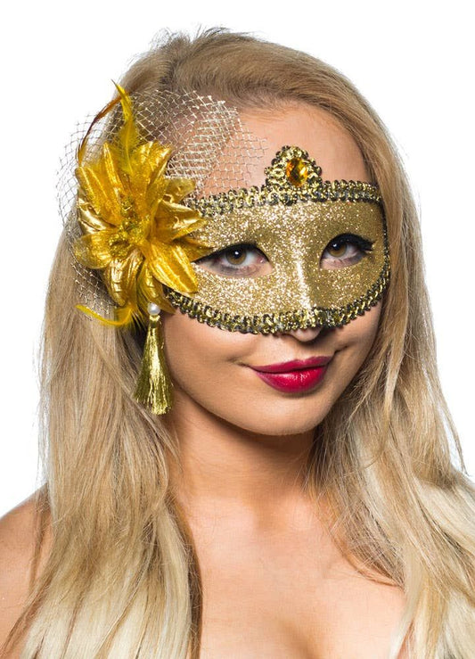 Celebration Gold Glitter Masquerade Mask V1191-E-ZJ-07106
