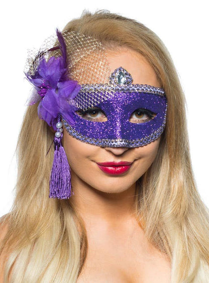 Celebration Purple Glitter Masquerade Mask V1191-E-ZJ-07107