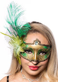 Victorian Green and Gold Masquerade Mask V1191-E-ZJ-07110