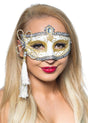 Tassel White and Gold Venetian Masquerade Mask V1191-E-ZJ-07112