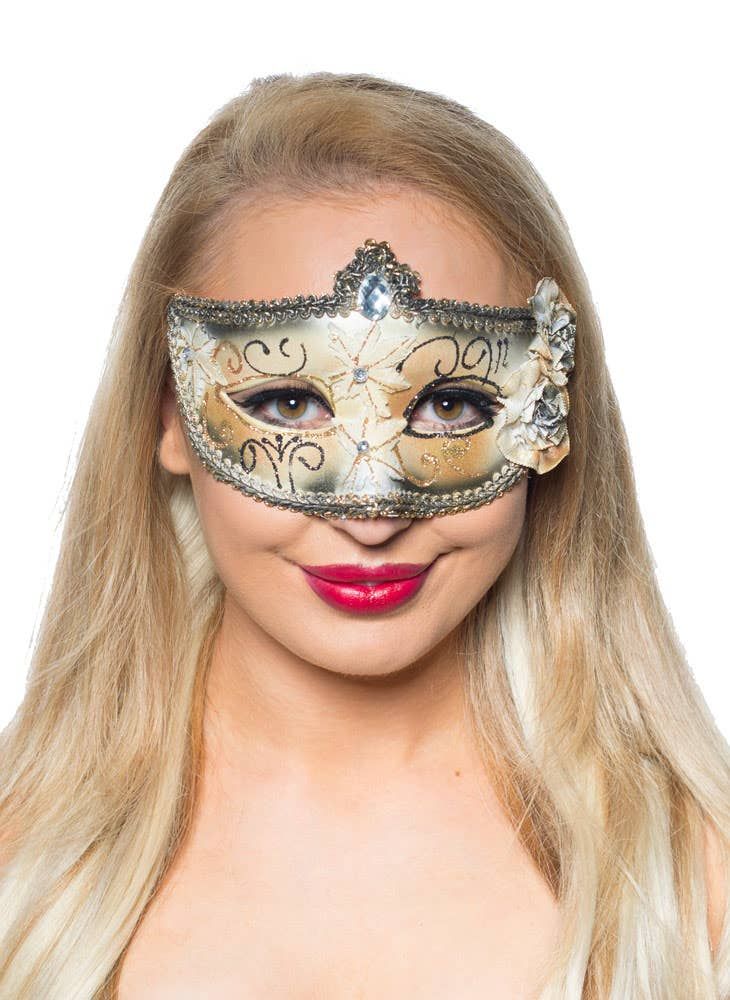 Edwardian Black and Ivory Adults Masquerade Mask V1191-E-ZJ-07117
