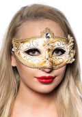 Edwardian White and Gold Adults Masquerade Mask V1191-E-ZJ-07118