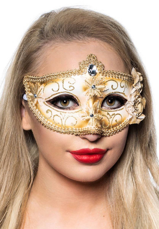 Edwardian White and Gold Adults Masquerade Mask V1191-E-ZJ-07118