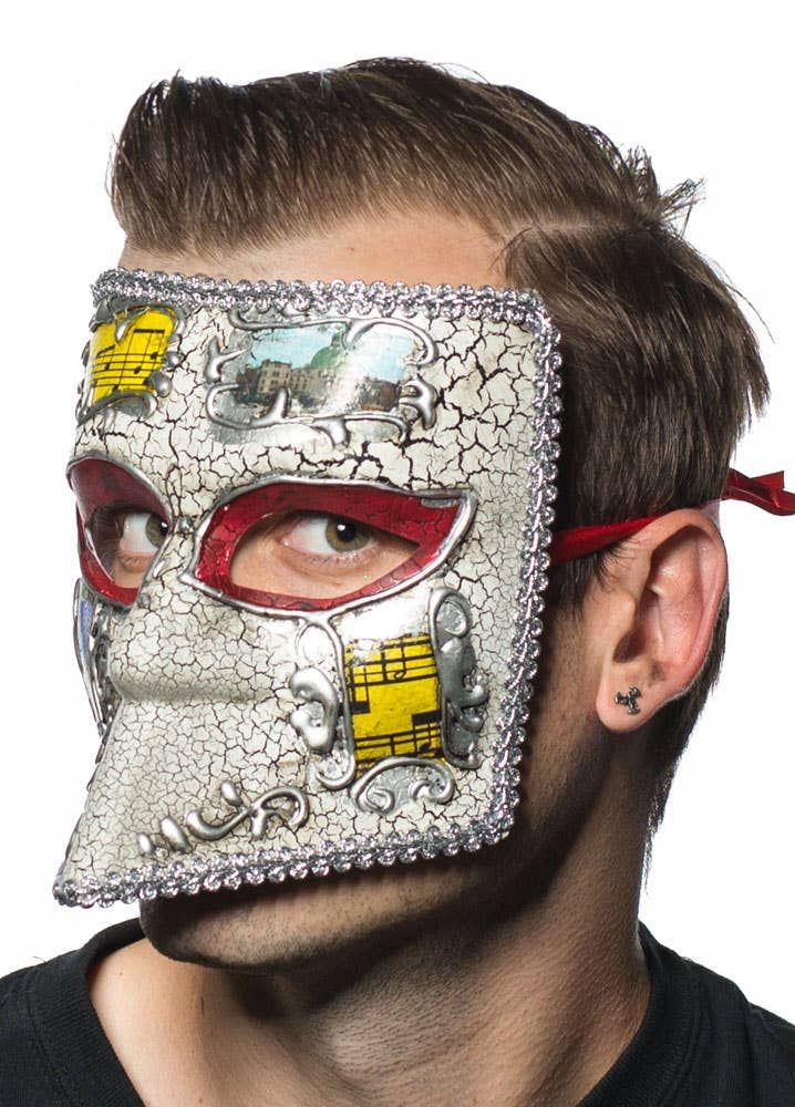 Medieval Mens Silver Masquerade Mask V1191-E-ZJ-07119