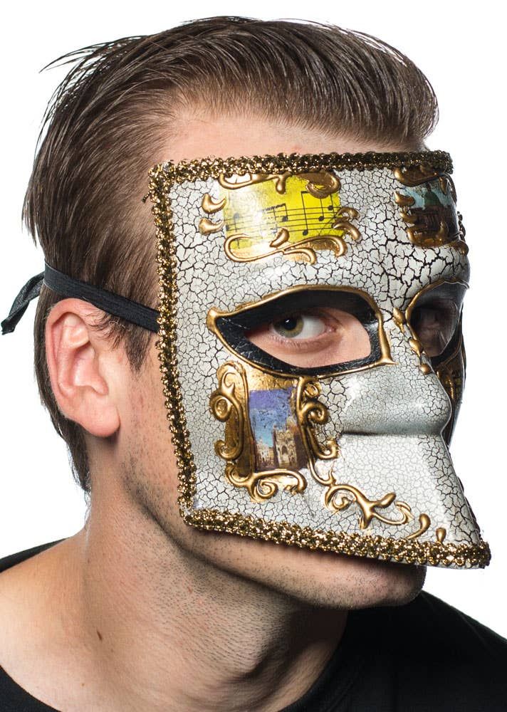Medieval Mens Gold Masquerade Mask V1191-E-ZJ-07120