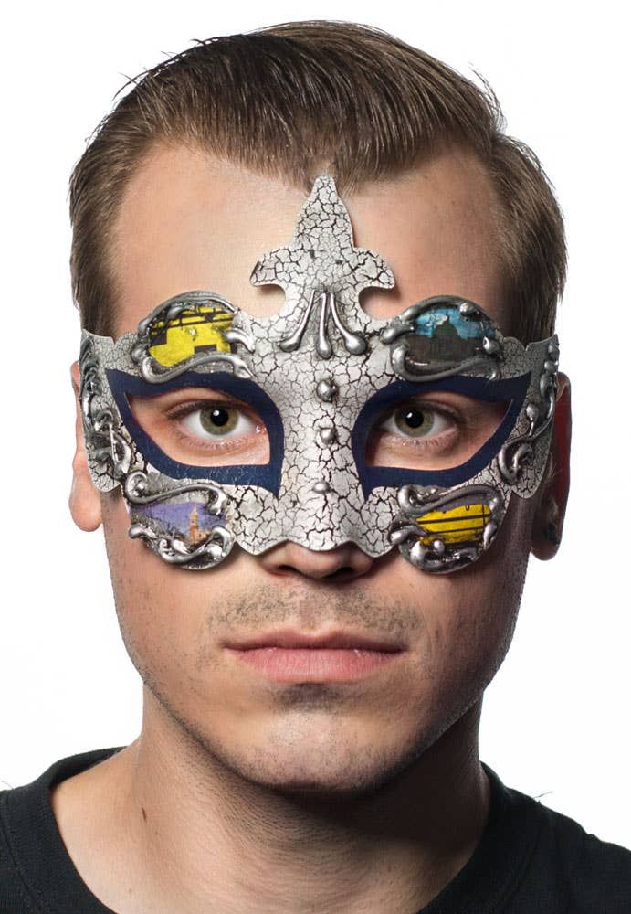 Baroque Mens Blue Masquerade Mask V1191-E-ZJ-07124