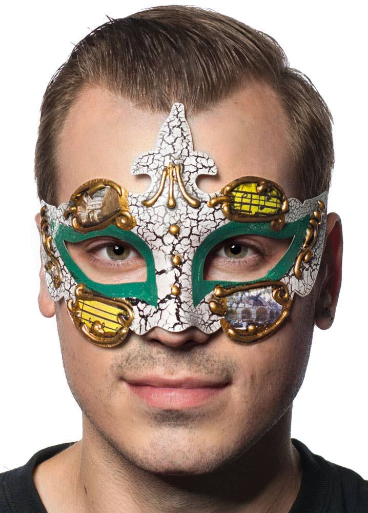 Baroque Mens Green Masquerade Mask V1191-E-ZJ-07125