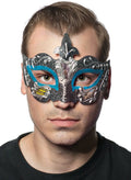 Baroque Mens Teal Masquerade Mask V1191-E-ZJ-07126