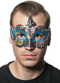 Baroque Mens Teal Masquerade Mask V1191-E-ZJ-07126