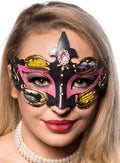 Baroque Pink and Black Masquerade Mask V1191-E-ZJ-07128